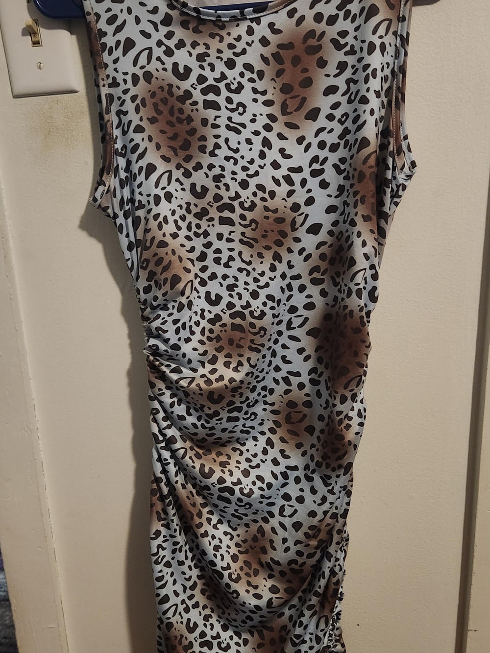 Sleeveless Animal Print Midi Dress in Brown and Black